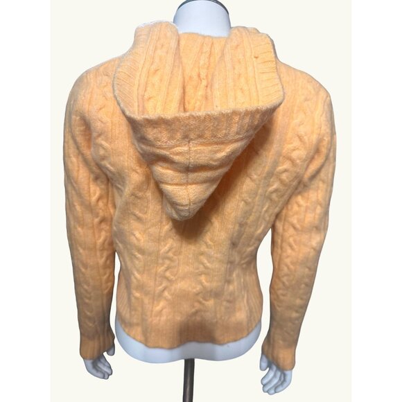 Abercrombie & Fitch Yellow Cable Knit Wool Hoodie Sweater Size Large - Picture 5 of 16